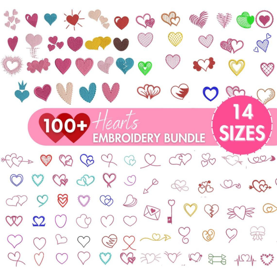 Hearts Embroidery Design