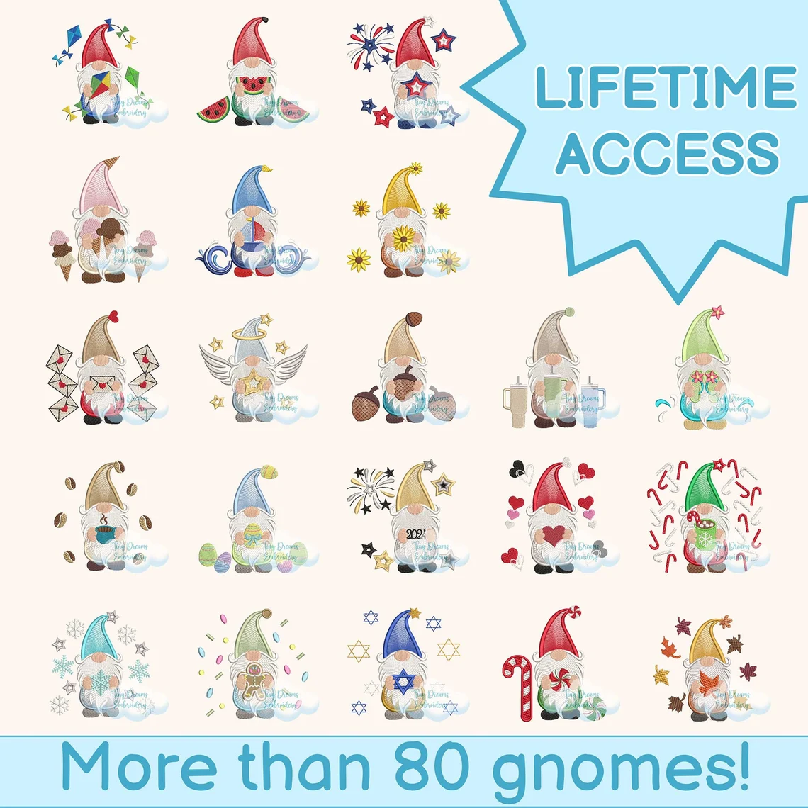 Gnome Embroidery Design Bundle Design Embroidery 3 Gnome Embroidery Design