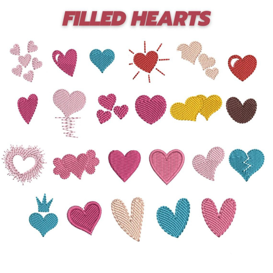 Hearts Embroidery Design