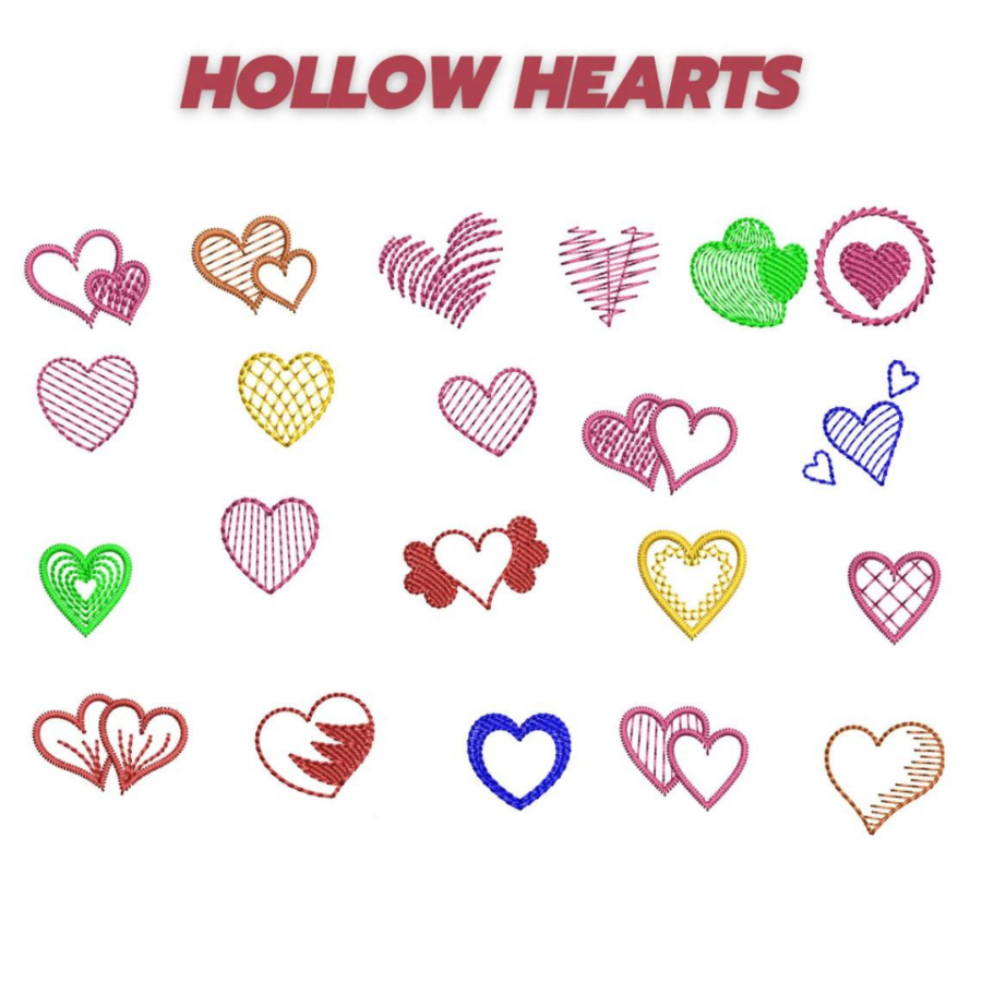 Hearts Embroidery Design
